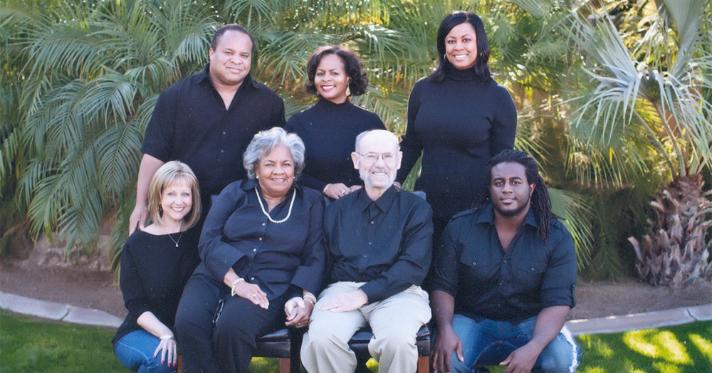 Front row, from left: Julie Flack Eichacker, Lois Harper Eichacker, George Eichacker, and Kenton Eichacker. Back row: Milton Eichacker, Lois Eichacker Jr., and Virginia Eichacker.